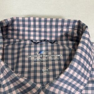 Vineyard Vines Mens Large Pink Gray Plaid Long Sleeve OTG Brr Performance Shirt